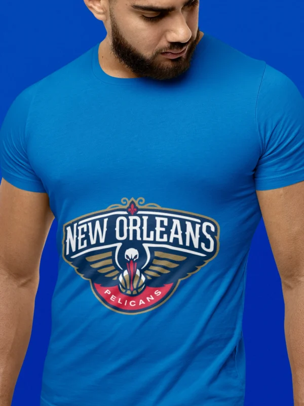 Elevate your style and embrace the spirit of the court with our exclusive "Crescent Court Slam" New Orleans Basketball Tee for Men.