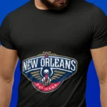 Elevate your style and embrace the spirit of the court with our exclusive "Crescent Court Slam" New Orleans Basketball Tee for Men.