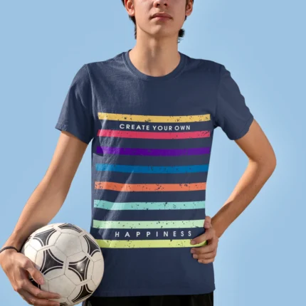 Rainbow-themed Create Your Own Happiness Graphic T-shirts