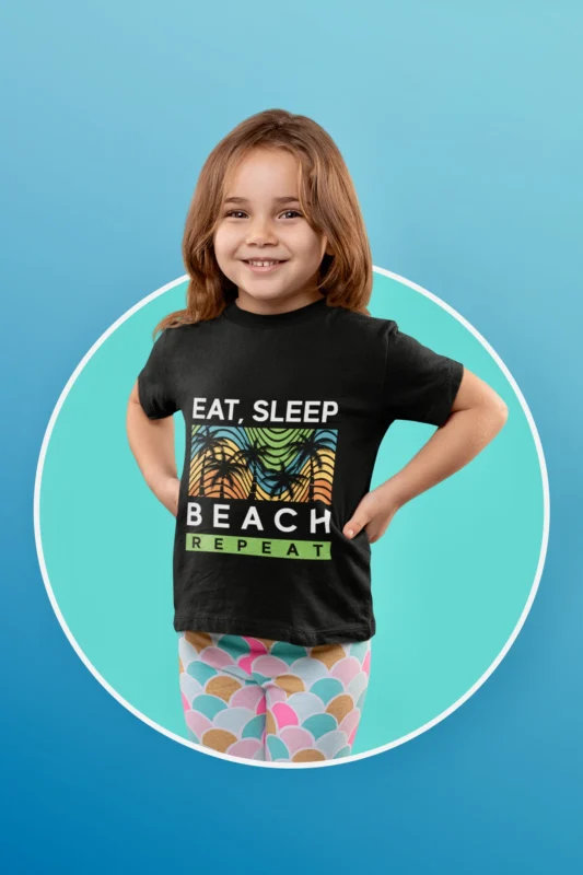 Eat Sleep Beach Repeat Printed Graphic T-shirts