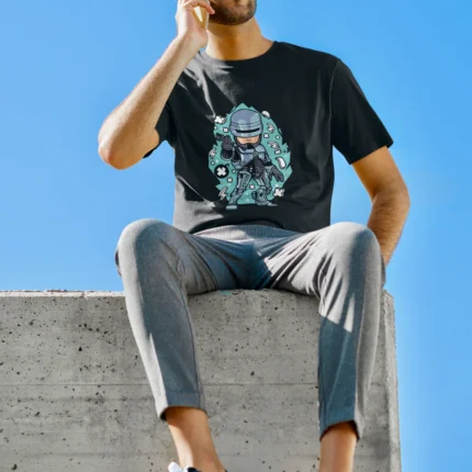 Robocop-Inspired Cybernetic Men's T-Shirt