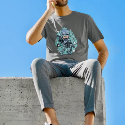 Robocop-Inspired Cybernetic Men's T-Shirt