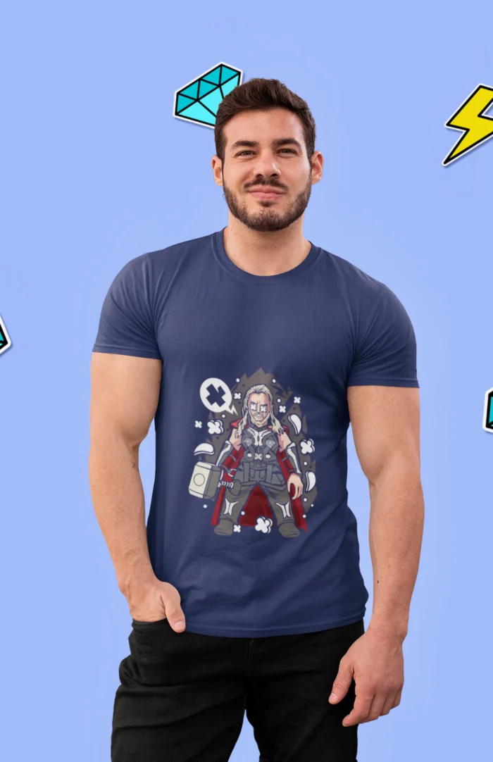 Whether you're a fan of the Marvel universe or simply appreciate unique fashion, this tee is a must-have. Embrace the power of Thor in a style that's as bold as you are.