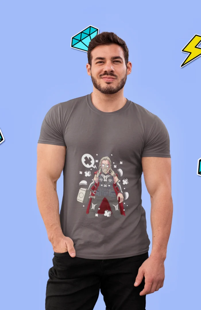 Whether you're a fan of the Marvel universe or simply appreciate unique fashion, this tee is a must-have. Embrace the power of Thor in a style that's as bold as you are.