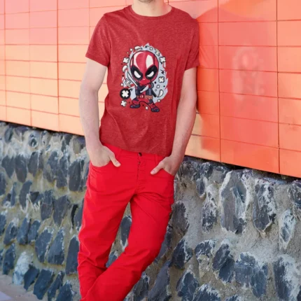 Unleash your inner antihero with Deadpool's iconic chibi representation, perfectly captured on premium fabric.