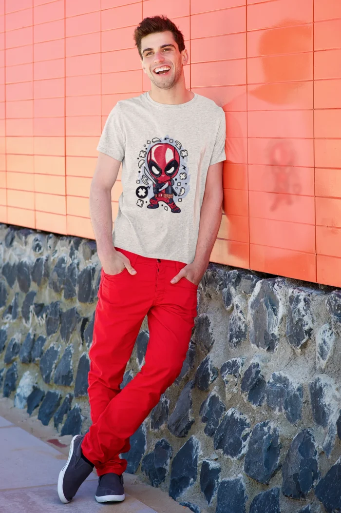 Unleash your inner antihero with Deadpool's iconic chibi representation, perfectly captured on premium fabric.