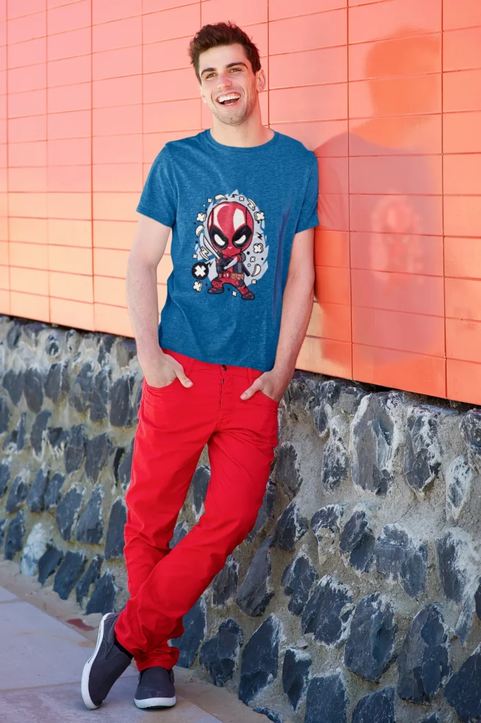 Unleash your inner antihero with Deadpool's iconic chibi representation, perfectly captured on premium fabric.