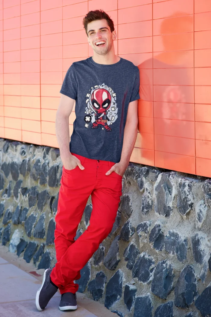 Unleash your inner antihero with Deadpool's iconic chibi representation, perfectly captured on premium fabric.