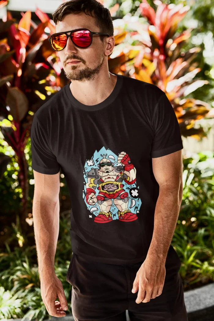 this shirt embodies the essence of a fictional supervillain, seamlessly blending gaming nostalgia with a contemporary edge.