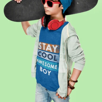 Stay Cool Awesome Boy Kids Round Neck T-Shirts