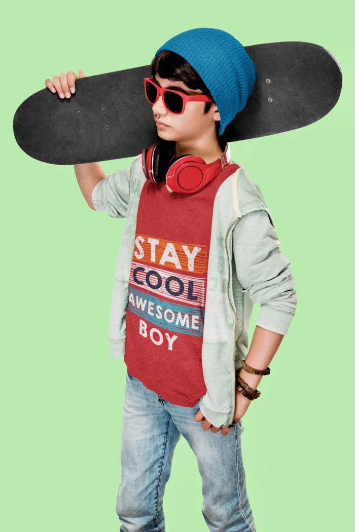 Stay Cool Awesome Boy Kids Round Neck T-Shirts