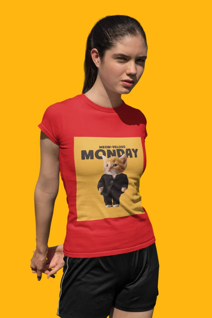 Meow-velous Monday Girls' T-Shirt - Perfect Tee for Stylish Young Girls