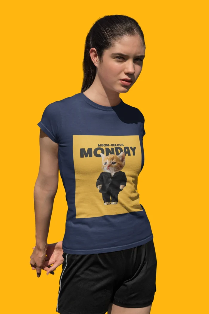 Meow-velous Monday Girls' T-Shirt - Perfect Tee for Stylish Young Girls