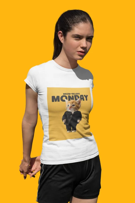 Meow-velous Monday Girls' T-Shirt - Perfect Tee for Stylish Young Girls