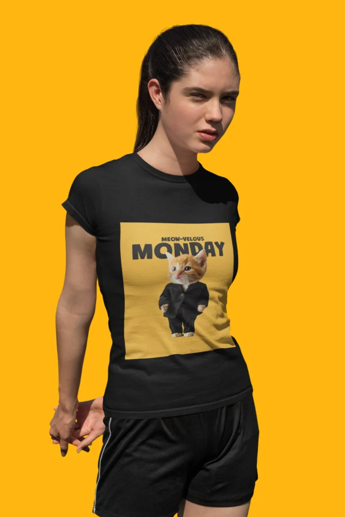 Meow-velous Monday Girls' T-Shirt - Perfect Tee for Stylish Young Girls