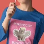 Purrfectly Innocent Girls' T-Shirt – Adorable and Comfy T-Shirts for Girls