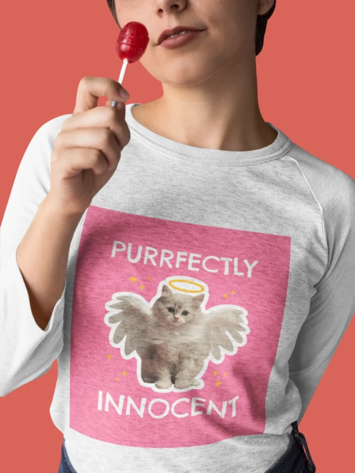 Purrfectly Innocent Girls' T-Shirt – Adorable and Comfy T-Shirts for Girls