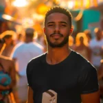 Men's Basketball Emote T-Shirt featuring a vibrant graphic design.