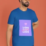 Men's t-shirt with 'Love Love Love Wins' design, featuring bold typography on a soft cotton fabric