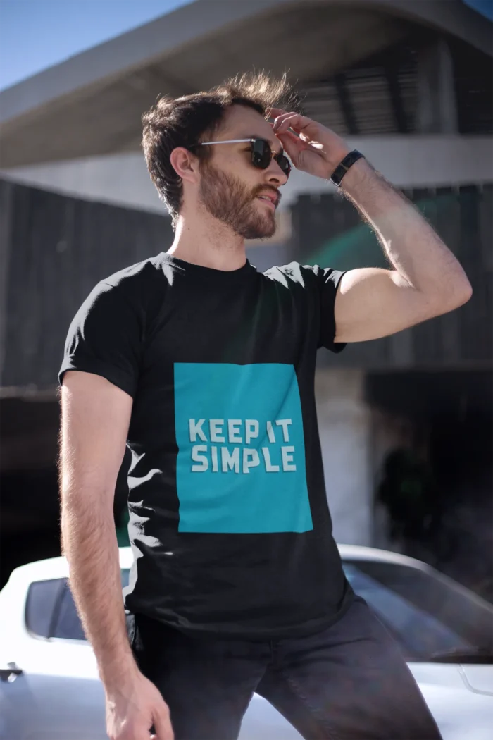 Men's "Keep It Simple" t-shirt in black with a minimalist design, showcasing comfort and style