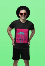 Men's Summer Pink Graphic T-Shirt with stylish design