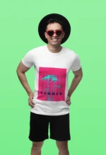 Men's Summer Pink Graphic T-Shirt with stylish design