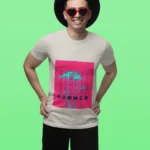 Men's Summer Pink Graphic T-Shirt with stylish design