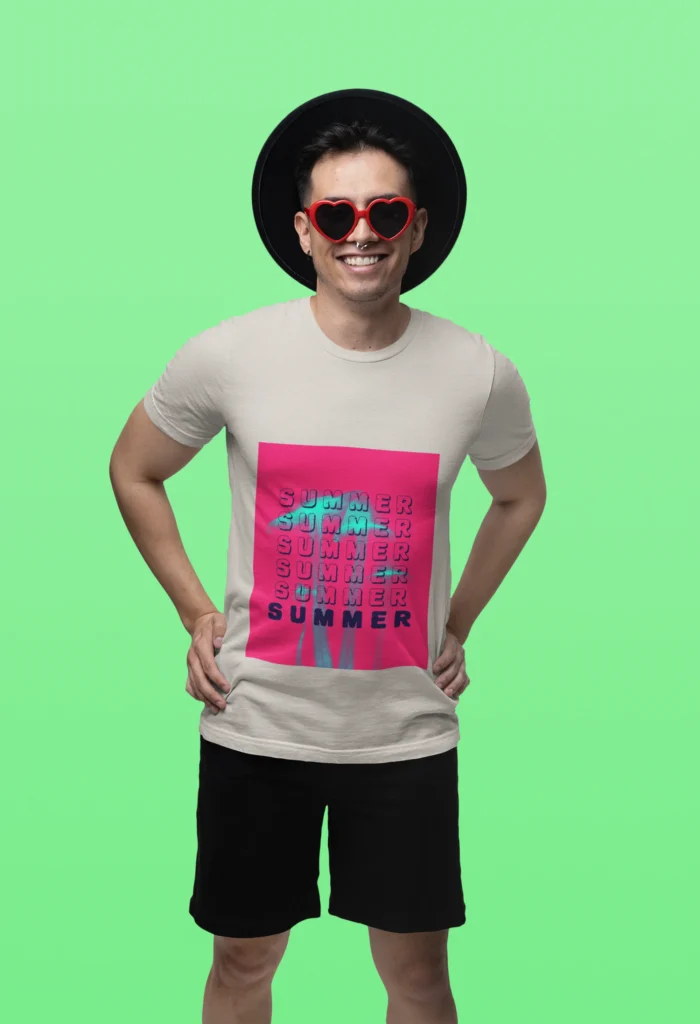 Men's Summer Pink Graphic T-Shirt with stylish design