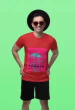 Men's Summer Pink Graphic T-Shirt with stylish design