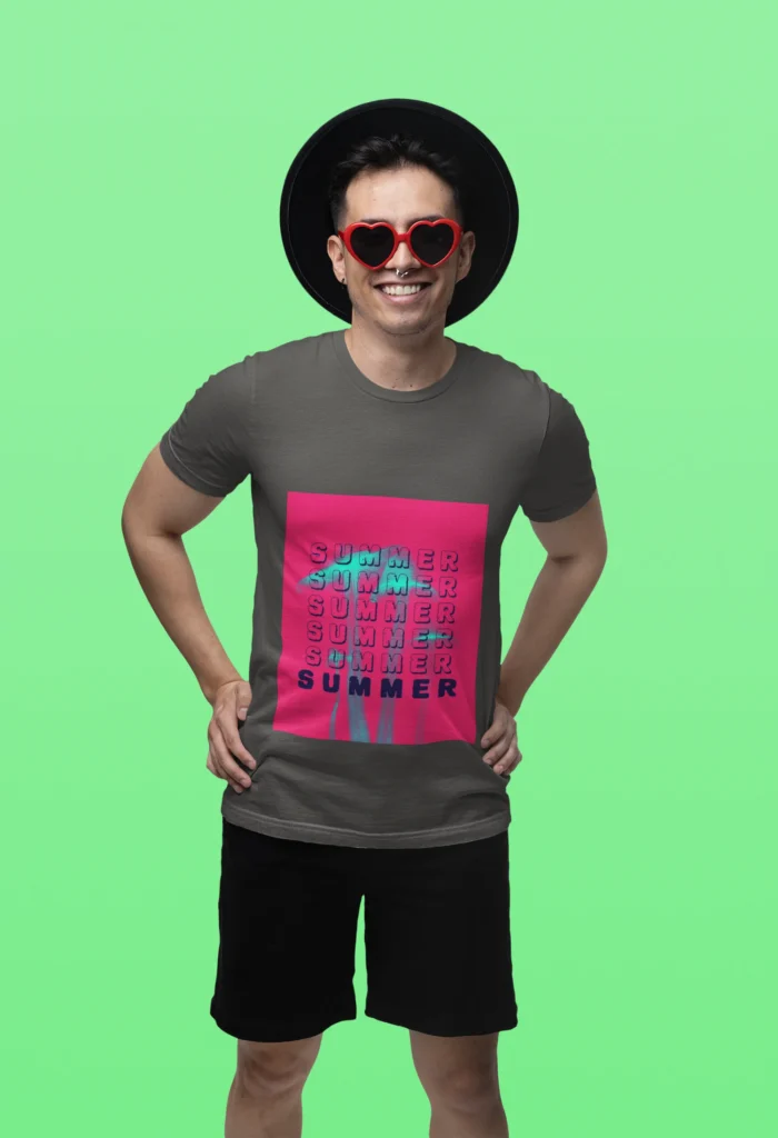 Men's Summer Pink Graphic T-Shirt with stylish design