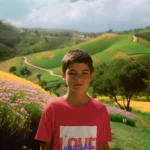 Boy wearing a "Love Yourself" t-shirt, featuring a bold and empowering design