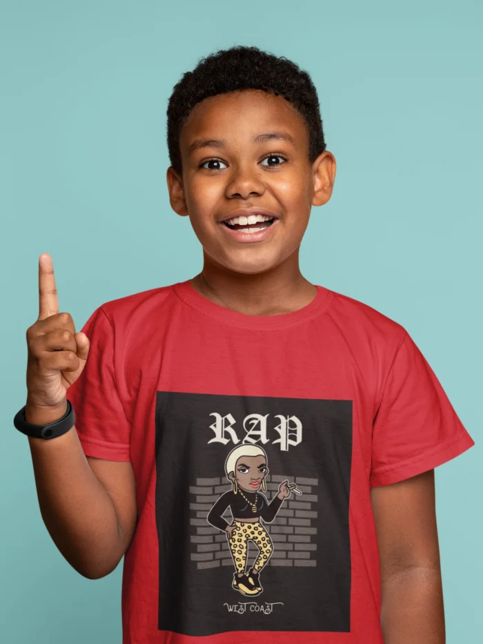 West Coast Rap t-shirt for boys featuring vibrant hip-hop graphics