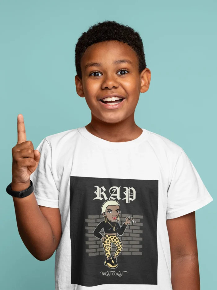 West Coast Rap t-shirt for boys featuring vibrant hip-hop graphics