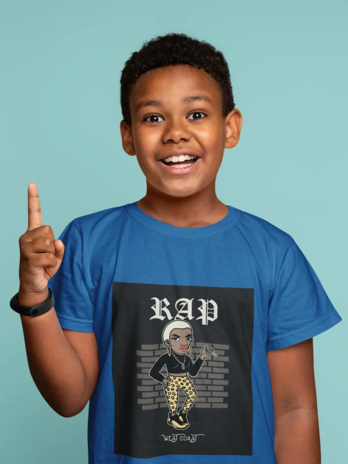 West Coast Rap t-shirt for boys featuring vibrant hip-hop graphics