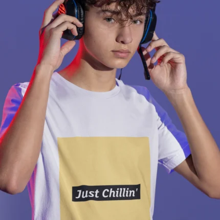 Just Chillin' boys' t-shirt with a relaxed fit and playful design