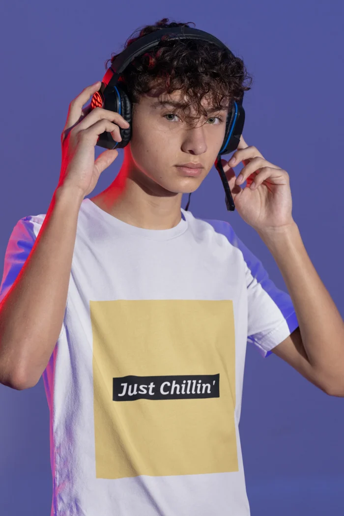 Just Chillin' boys' t-shirt with a relaxed fit and playful design