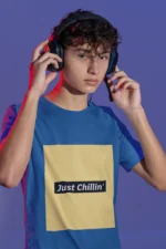 Just Chillin' boys' t-shirt with a relaxed fit and playful design