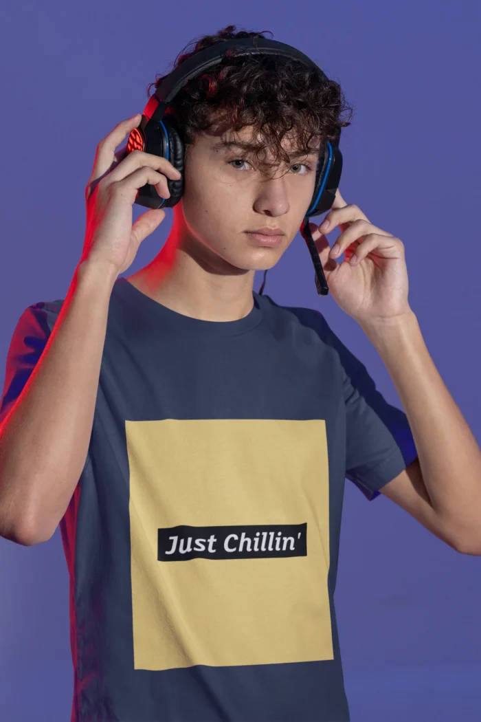 Just Chillin' boys' t-shirt with a relaxed fit and playful design