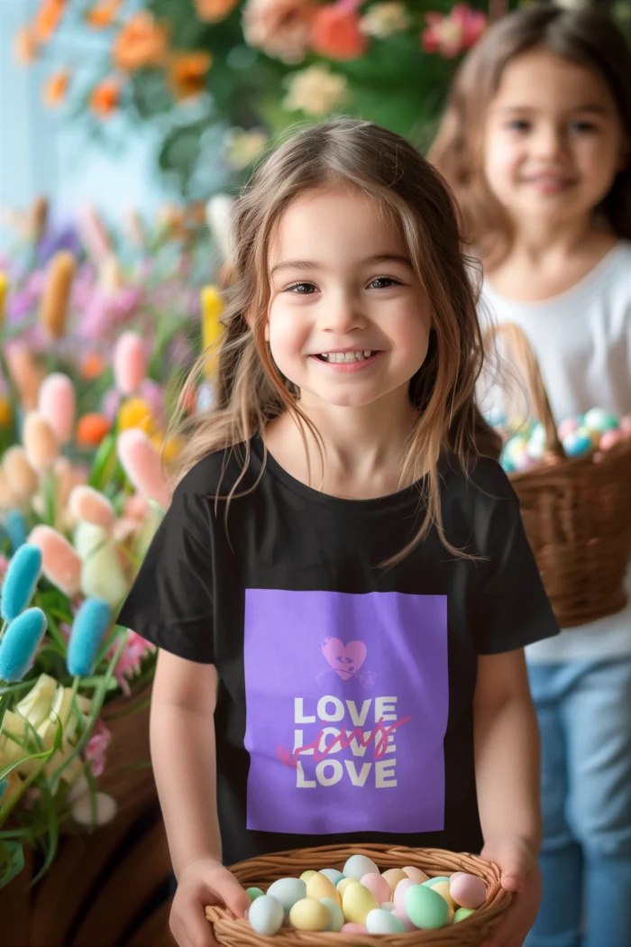 Girls wearing Love Love Love Wins t-shirt, showcasing a positive and stylish design