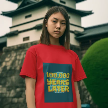 1000 Years Later meme T-shirt for girls with a humorous design in bold letters.