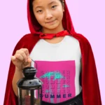 Summer Pink Graphic T-Shirt for Girls with vibrant design