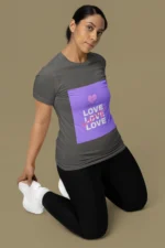 Women's "Love Wins" t-shirt featuring a bold, positive message in a stylish design.