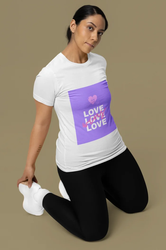 Women's "Love Wins" t-shirt featuring a bold, positive message in a stylish design.