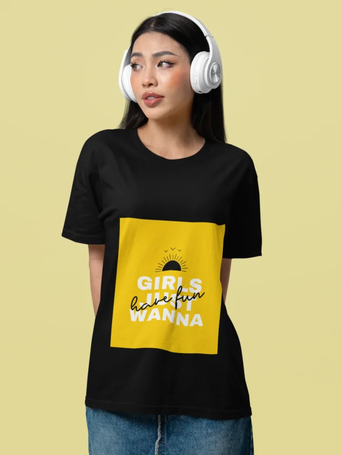 Women's "Girls Just Wanna Have Fun" T-Shirt - Playful and Stylish Cotton Tee