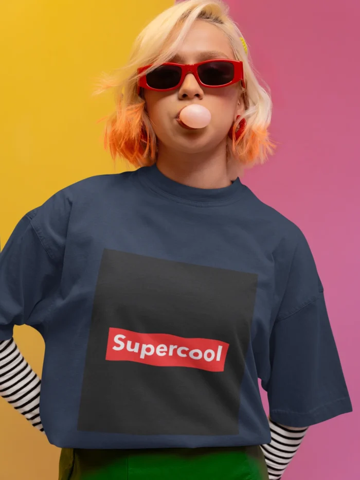 Supercool graphic t-shirt for women featuring a trendy, stylish design.