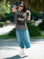 Women's New York streetwear t-shirt with edgy urban design