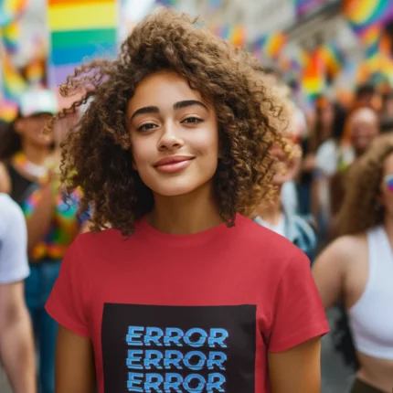 Women's "Error Boyfriend Not Found" t-shirt in black with white text, styled for casual wear