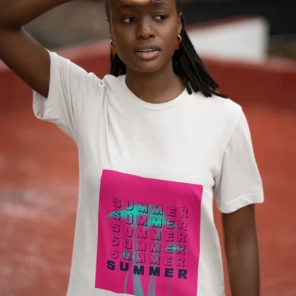 Summer Pink Graphic T-Shirt for Women with Stylish Design