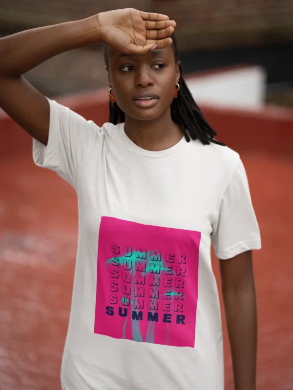 Summer Pink Graphic T-Shirt for Women with Stylish Design