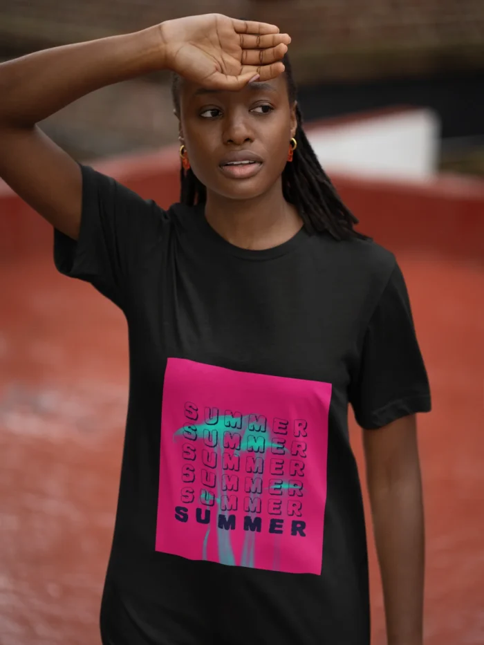 Summer Pink Graphic T-Shirt for Women with Stylish Design